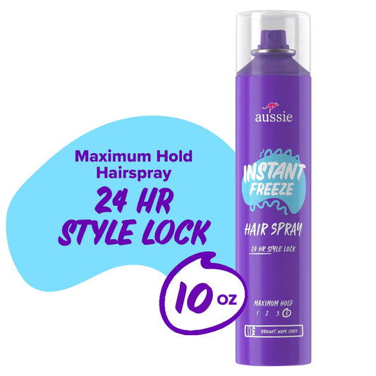 Instant Freeze Hair Spray for Curly Hair, Straight Hair, and Wavy Hair, 10 Oz