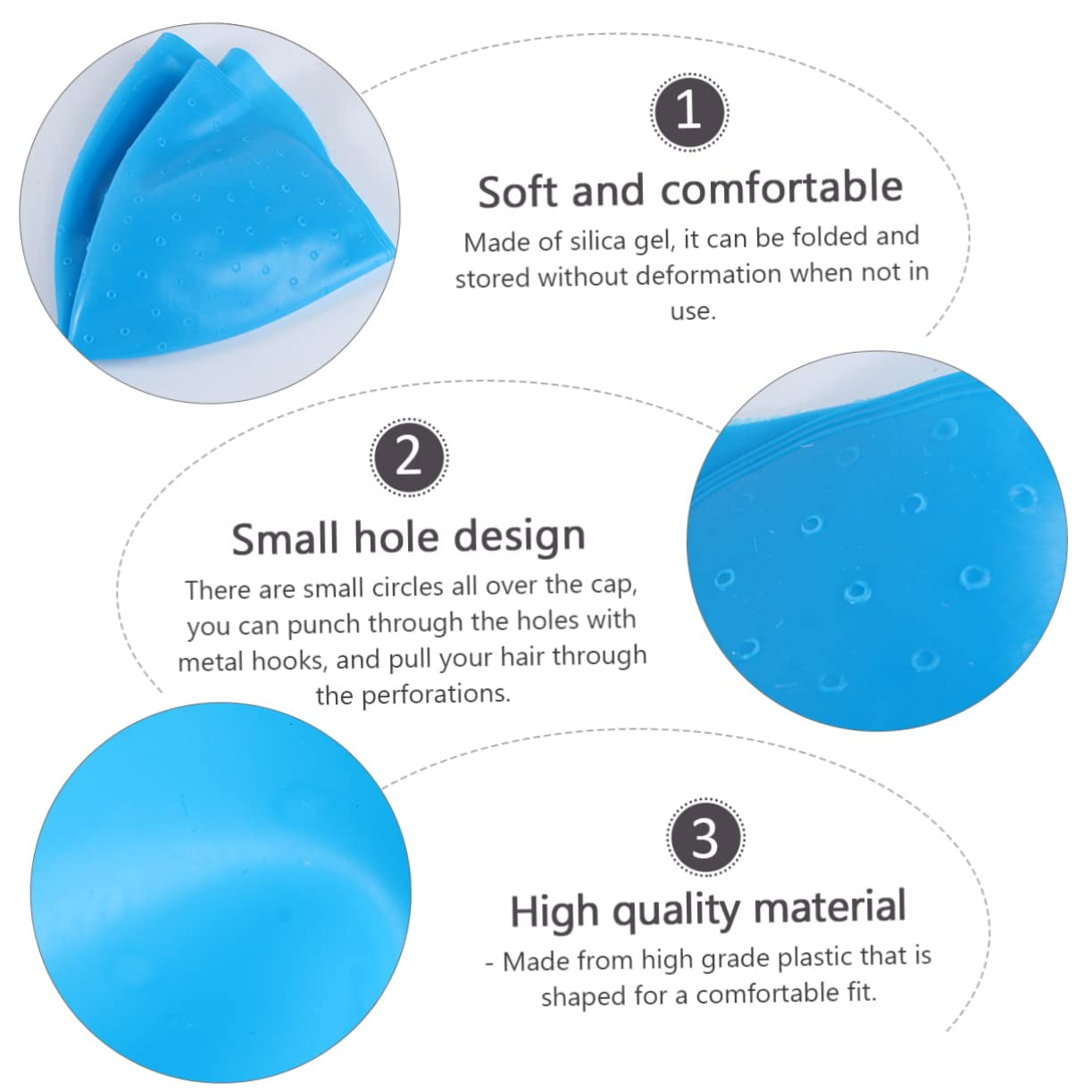 Silicone Hair Dyeing Cap Needle Professional Hair Highlighting Tool for Salon Use for Coloring Comfortable Fit