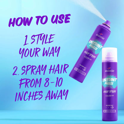 Instant Freeze Hair Spray for Curly Hair, Straight Hair, and Wavy Hair, 10 Oz