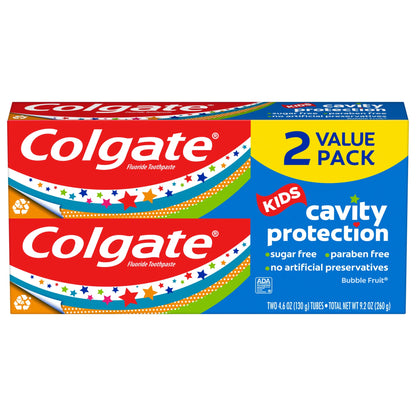 Kids Cavity Protection Toothpaste with Fluoride, Mild Bubble Fruit, 4.6 Oz, 2 Pack