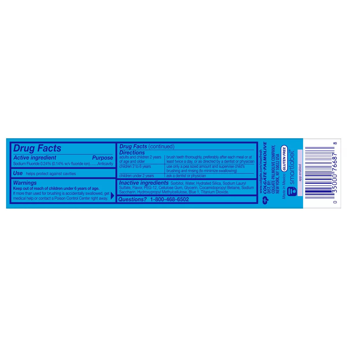 Colgate Maxfresh Travel Toothpaste - Cool Mint - 1.9Oz: Paste, Sodium Fluoride, Mint Flavor