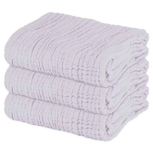 Muslin Baby Bath Towel Soft Muslin Cotton Baby Towel Absorbent 3 Pack 40" X 40" (Grey)